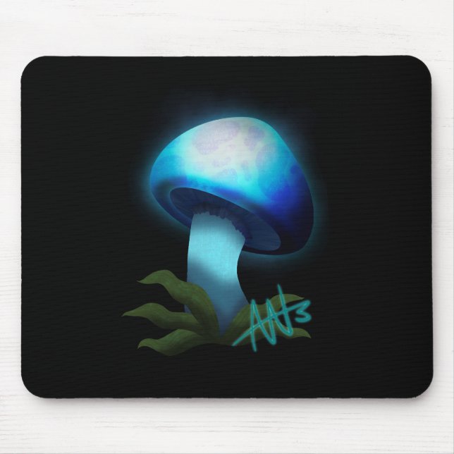 Mousepad Galáxia Shiitake Brilhante Cogumelo Azul Claro (Frente)