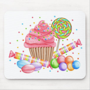 Mousepad Galdérias do doce do pirulito dos doces do cupcake
