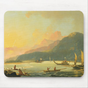 Mousepad Galeras da guerra de Tahitian na baía de Matavai,