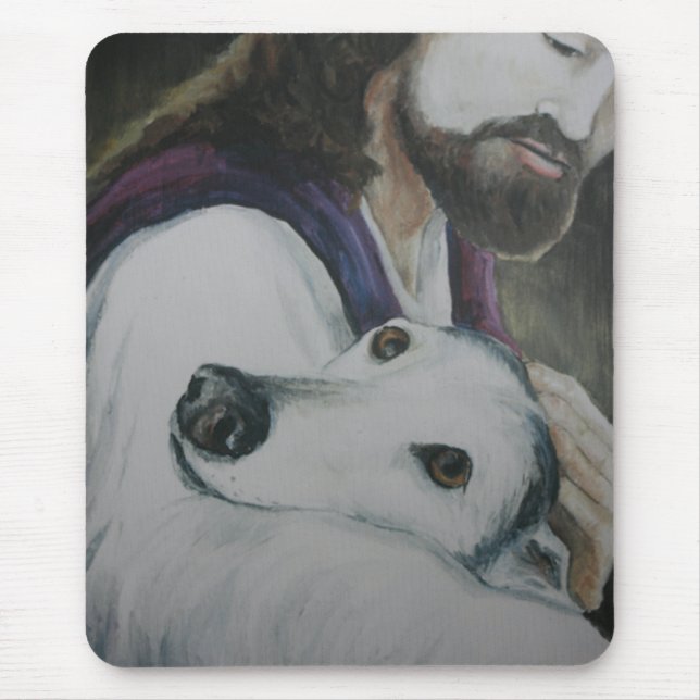 Mousepad Galgo com o tapete do rato da arte do cão de Jesus (Frente)