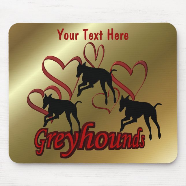 Mousepad Galgos e cão vermelho dos corações (Frente)