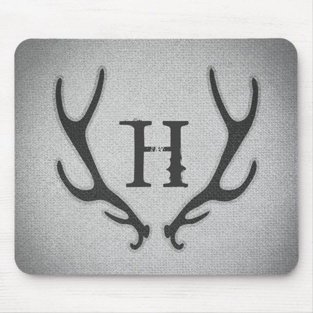 Mousepad Galhos Rústicos de Veado Cinza Textura de Faux Bur (Frente)