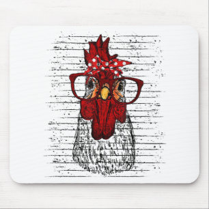 Mousepad Galinha com bandana e óculos bonitos