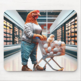 Mousepad Galinha com um carrinho de Compro