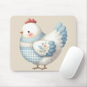 Mousepad Galinha Cottage Xadrez Azul