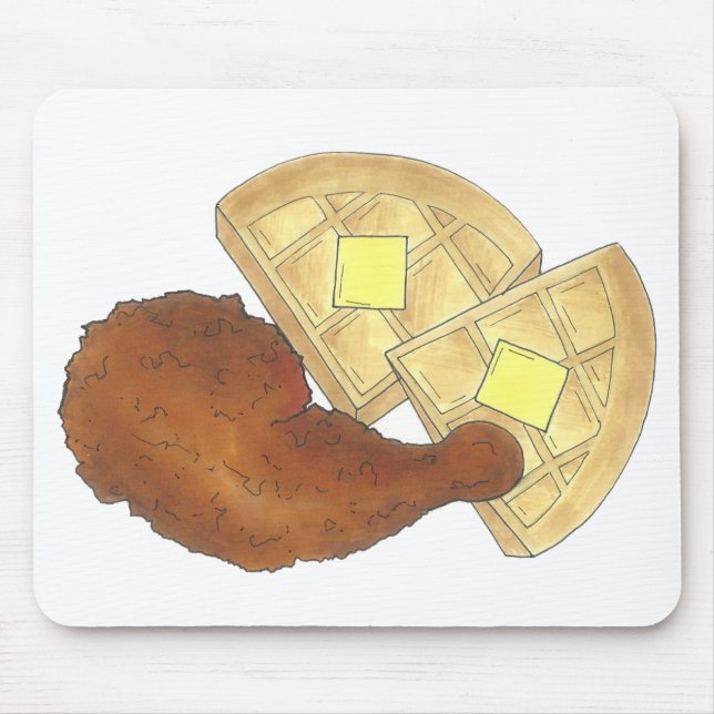 Mousepad Galinha e Jantar Waffles, Comida de Soul Clássica (Frente)