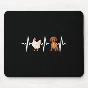 Mousepad Galinha Marrom Dachshund Batimento Cardíaco Amante