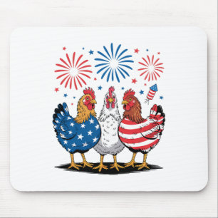 Mousepad Galinha Patriótica Engraçada Bandeira Dos EUA 4 De