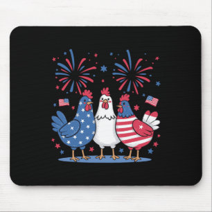 Mousepad Galinha Patriótica Engraçada Bandeira Dos EUA 4 De