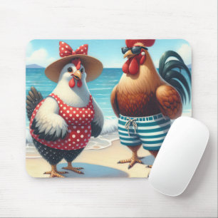 Mousepad Galinhas da Praia Vestindo maiôs
