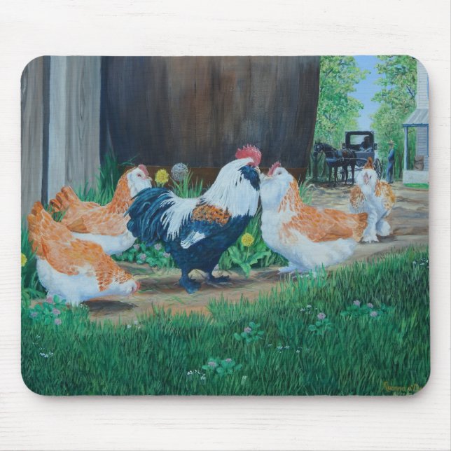 Mousepad Galinhas de Salmão Favorelle/ Buggy de Amish (Frente)