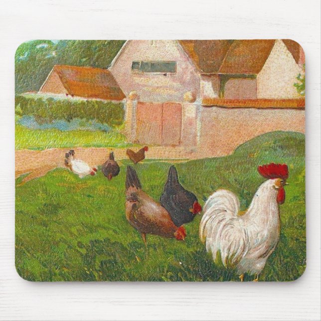 Mousepad Galinhas e casa do vintage (Frente)