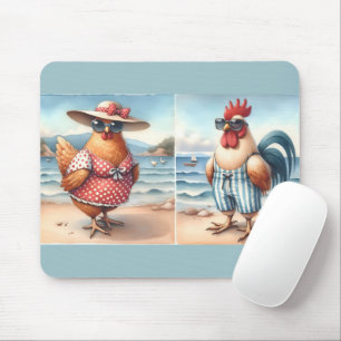 Mousepad Galinhas em maiôs na praia