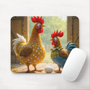 Mousepad Galinhas fazendas Com Ovo Branco