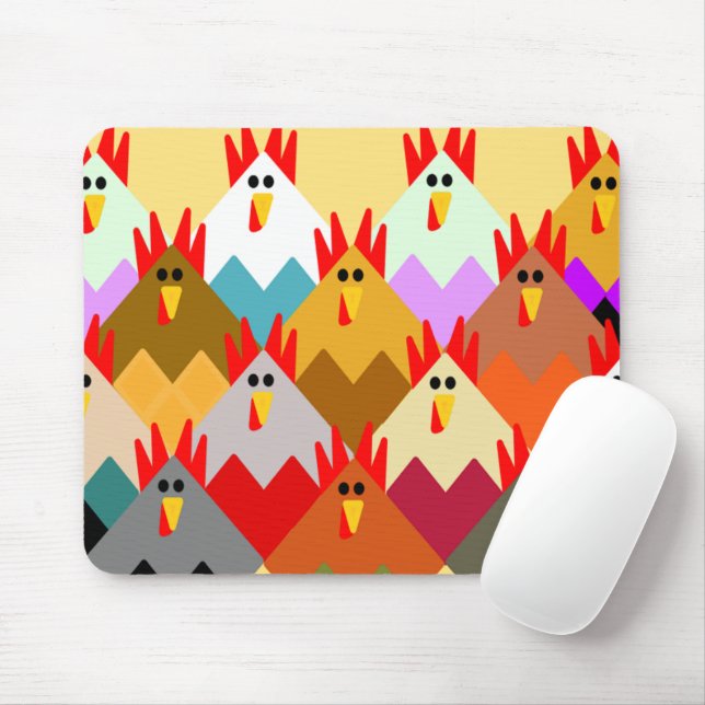 Mousepad Galinhas Inspiradas no Quilt (Com mouse)