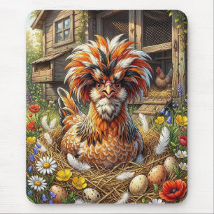 Mousepad Galinheiro Polonês Fofo e Caprichoso