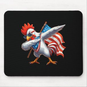 Mousepad Galo de Frango Cantando no 4 de Julho da Bandeira 