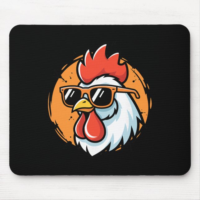 Mousepad Galo Legal Com Óculos De Sol, Frango  (Frente)