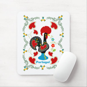 Mousepad Galo Tradicional de Portugal em preto