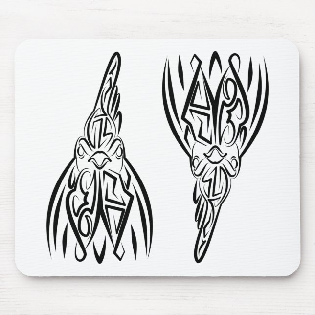 Mousepad Galo Tribal Negro e Branco (Frente)