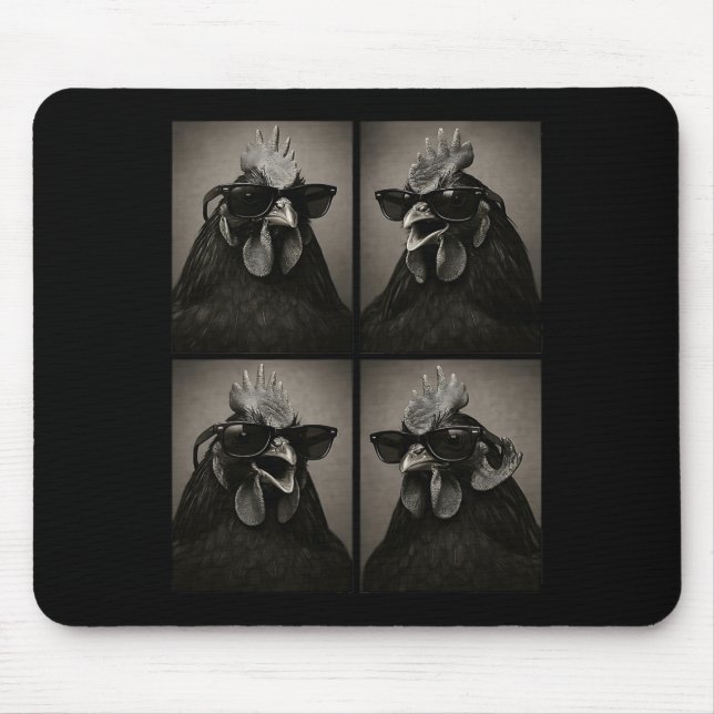 Mousepad Galo Usando Óculos de Sol Fotobooth Selfie Fazenda (Frente)