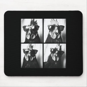 Mousepad Galo Usando Óculos de Sol Fotobooth Selfie Fazenda