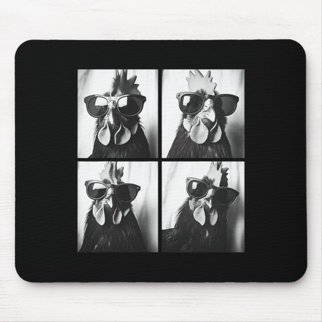 Mousepad Galo Usando Óculos de Sol Fotobooth Selfie Fazenda (Frente)