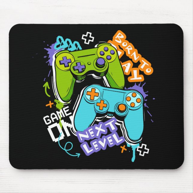 Mousepad Game controllers Graffiti  Gaming Born To Play  (Frente)