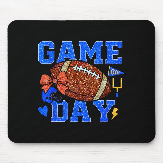 Mousepad Game Day Football Season Football Mama Blue Gold B (Frente)