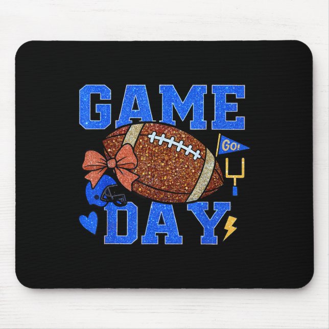 Mousepad Game Day Football Season Football Mama Blue Gold B (Frente)