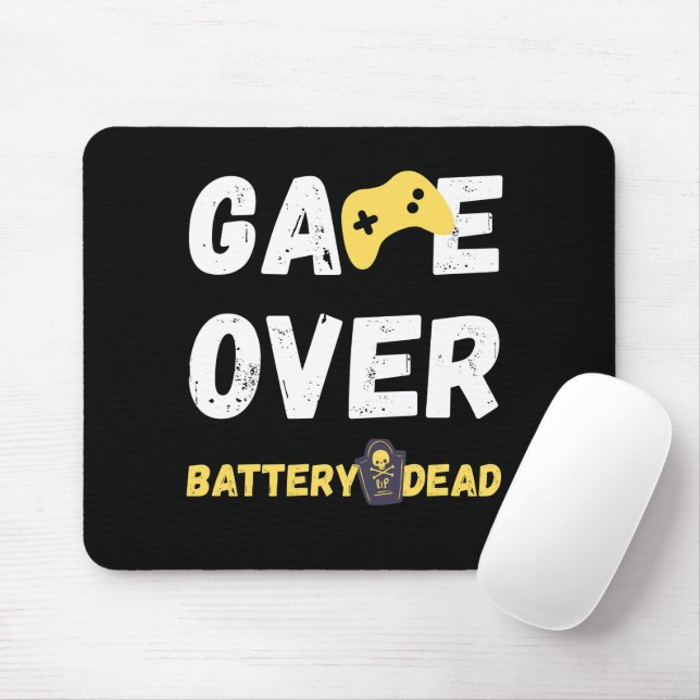 Mousepad Game Over Battery Dead Funny Gamer Design (Com mouse)