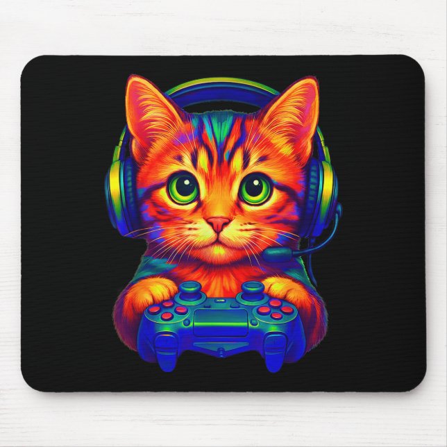 Mousepad Gamer Cat Video Games Boys Teen Men Girls Funny Ca (Frente)