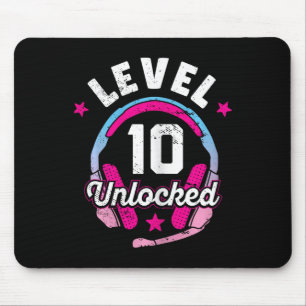 Mousepad Gamer Girl Level 10 Unlocked Video Game 10th Birth