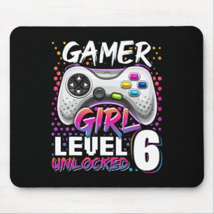 Mousepad Gamer Girl Nível 6 - 6 Birthda de jogos de vídeo d