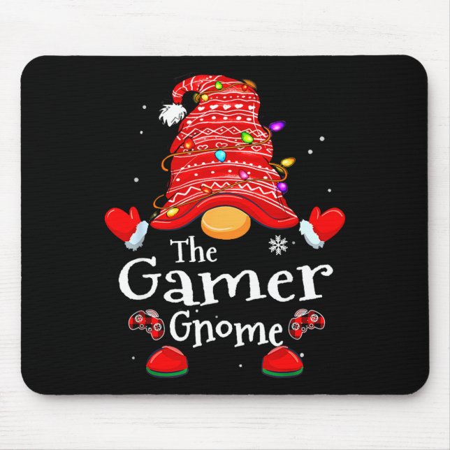 Mousepad Gamer Gnome - Xmas Video Gamers Christmas Gnomes  (Frente)