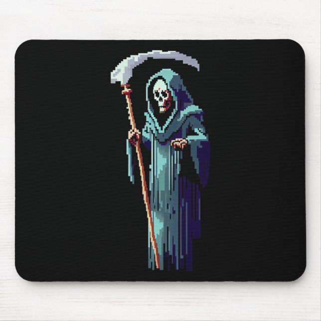 Mousepad Gamer Gótico Ceifador Video Game Arte Pixel 8 Bits (Frente)