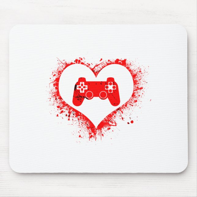Mousepad Gamer Heart Valentines Day Video Games Boys Kids T (Frente)