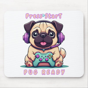 Mousepad Gamer Pug - Gráficos de Vídeo de Jogo
