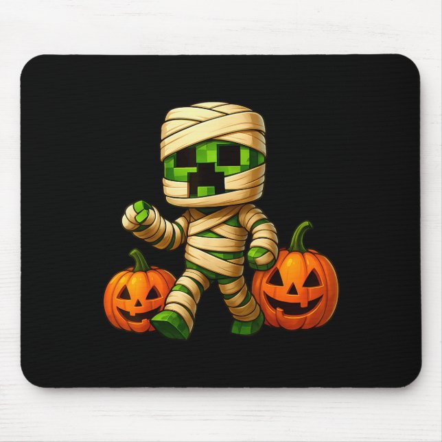 Mousepad Gamer Xel Pumpkin Mummy Men Kids Boy Halloween Fun (Frente)
