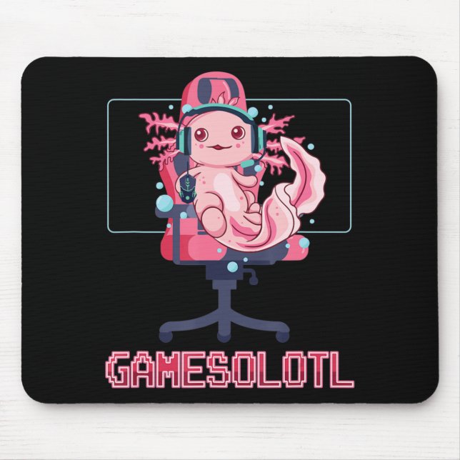 Mousepad Gamesolotl Axolotl Vídeo Gamer Kawaii Animação (Frente)