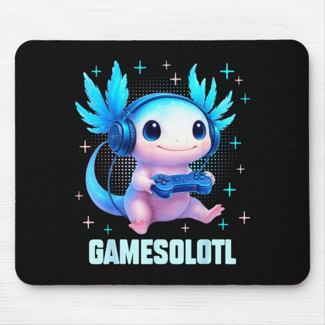 Mousepad Gamesolotl Axolotl Video Gamer Kawaii Anime Boys T (Frente)