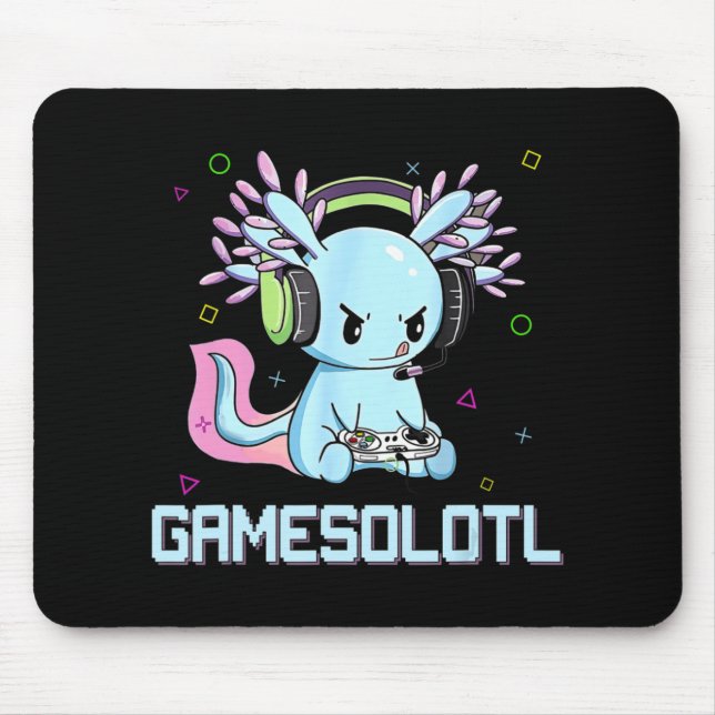 Mousepad Gamesolotl Galeria de Vídeo Axolotl Kawaii Anime B (Frente)