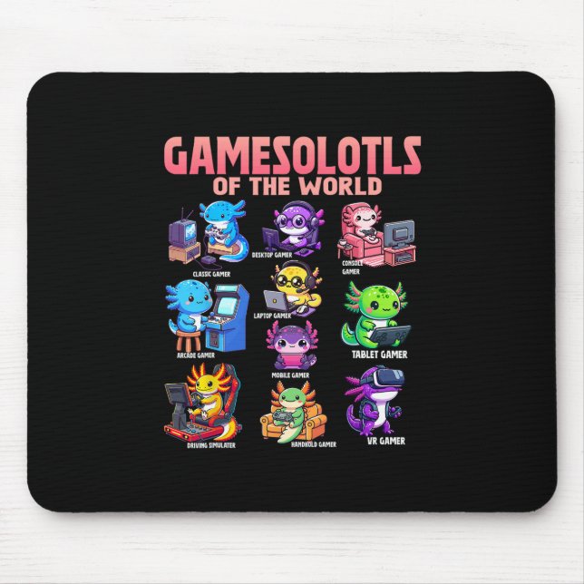 Mousepad Gamesolotls Of The World Diverse Gamer Axolotl Ani (Frente)