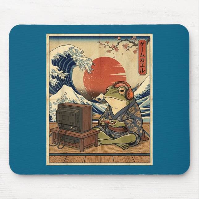 Mousepad Gaming Frog Art Ukiyo-e Japanese Gamer Anime Men W (Frente)