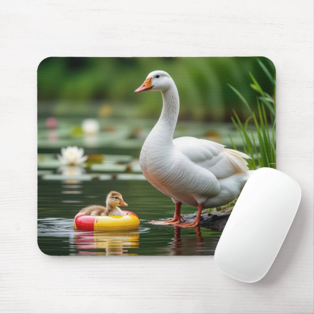 Mousepad Gansa Mãe Com Gansinho Bebê (Com mouse)