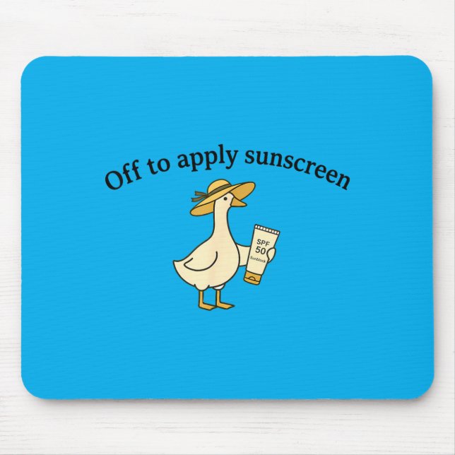Mousepad Ganso Aplicando Protetor Solar Férias de Verão na  (Frente)