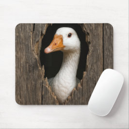 Mousepad Ganso Branco De Buraco De Madeira Marcado