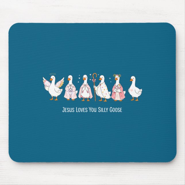 Mousepad Ganso cristão jesus ama ganso bobo religioso (Frente)