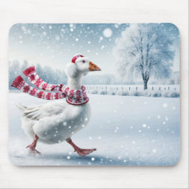 Mousepad Ganso de Natal andando em flocos de neve