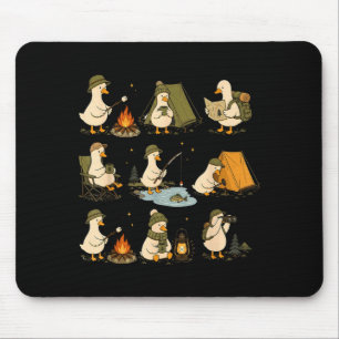 Mousepad Ganso fofo acampando amantes de diversão ao ar liv